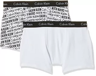 Spodenki damskie - Calvin Klein Szorty Bokserki Męskie Opakowanie 2 Bawełna Elastyczna, Biały Pr/Biały, 10-12 lat - grafika 1