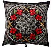 Poszewki na poduszki - Poszewka 40x40 Druk Ornamenty grafitowa czerwona welurowa Faro - miniaturka - grafika 1