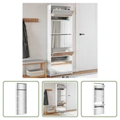 Szafki na buty - The Living Store Szafka na buty z lustrem 5 przegródek biały wysoki połysk 63x17x169,5 cm - miniaturka - grafika 1