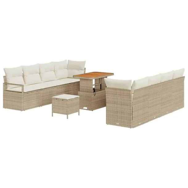 Zestaw Sof Ogrodowych, Modułowy, Rattan, Beżowy, 4 Sztuki