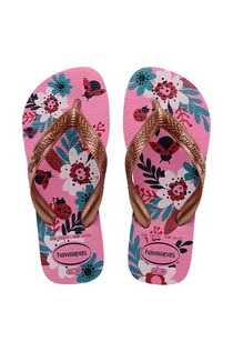 Buty dla dziewczynek - Havaianas japonki dziecięce FLORES kolor różowy - grafika 1