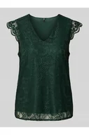 Koszulki i topy damskie - Bluzka o kroju regular fit z obszyciem koronką model OLLINE - Pieces - miniaturka - grafika 1