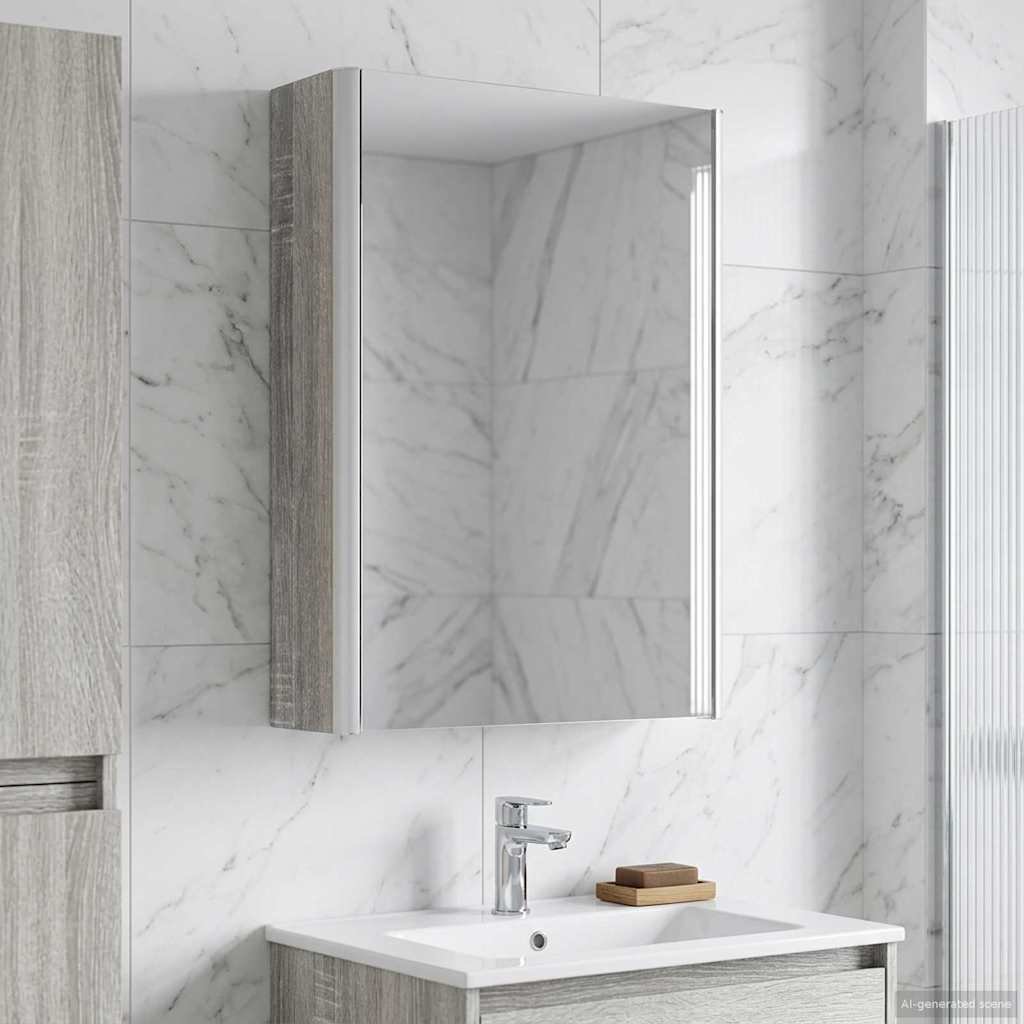 vidaXL vidaXL Szafka z lustrem do łazienki Szary Sonoma 33 x 11,5 x 50 cm