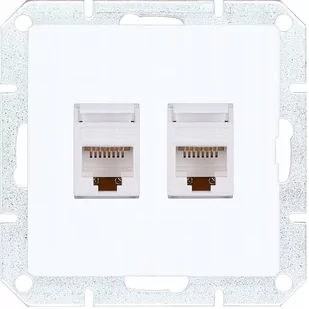 Gniazdo moduł internetowe 2xLAN RJ45 8-PIN PREMIUM biały - Gniazdka elektryczne - miniaturka - grafika 1