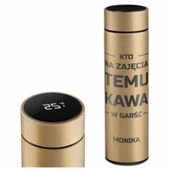 Kubki termiczne - Kubek termiczny złoty termos z wyświetlaczem LED z grawerem dla s - miniaturka - grafika 1