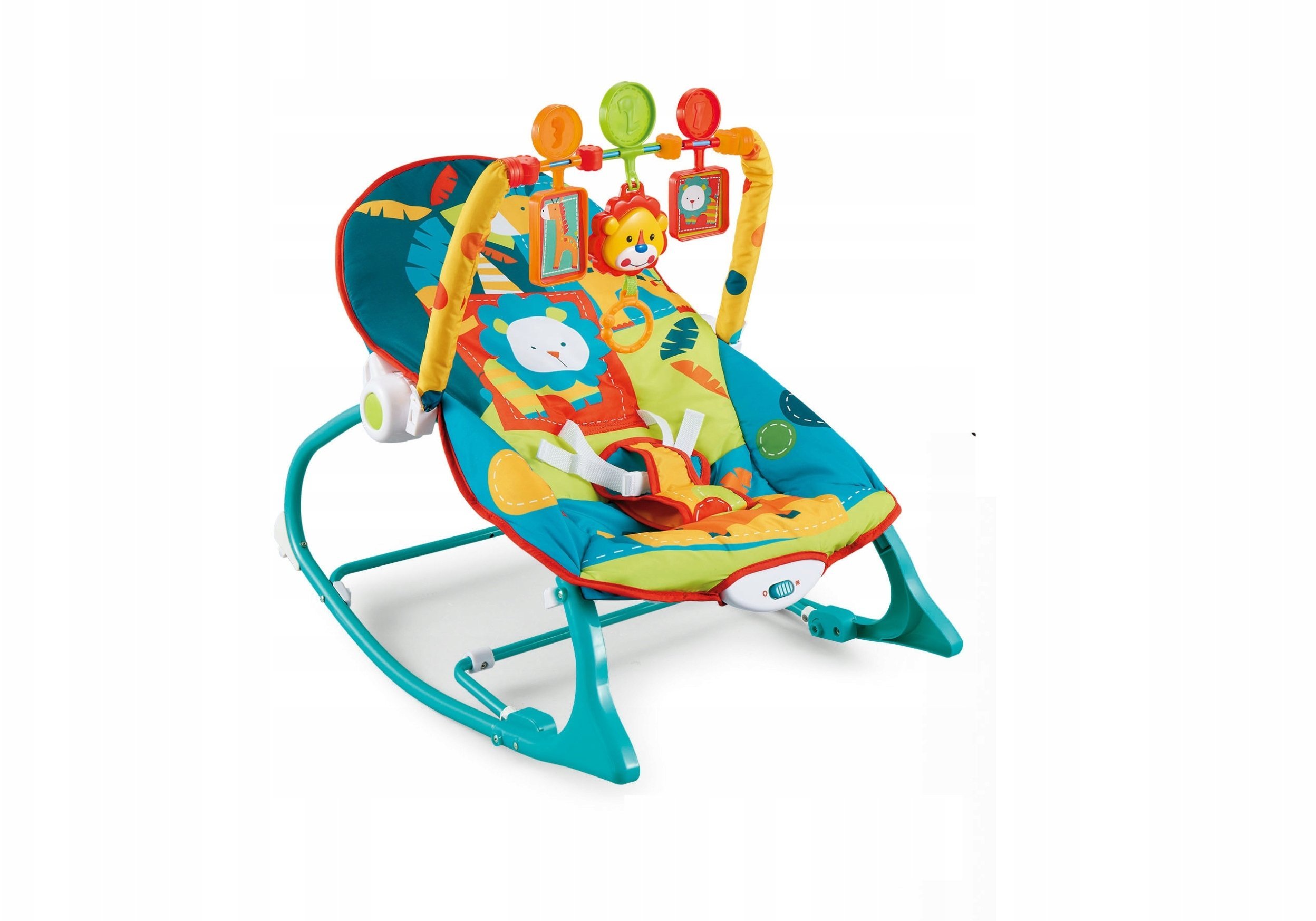 Bounn Leżaczek bujaczek 2w1 niebieski/wielokolorowy z wibracją