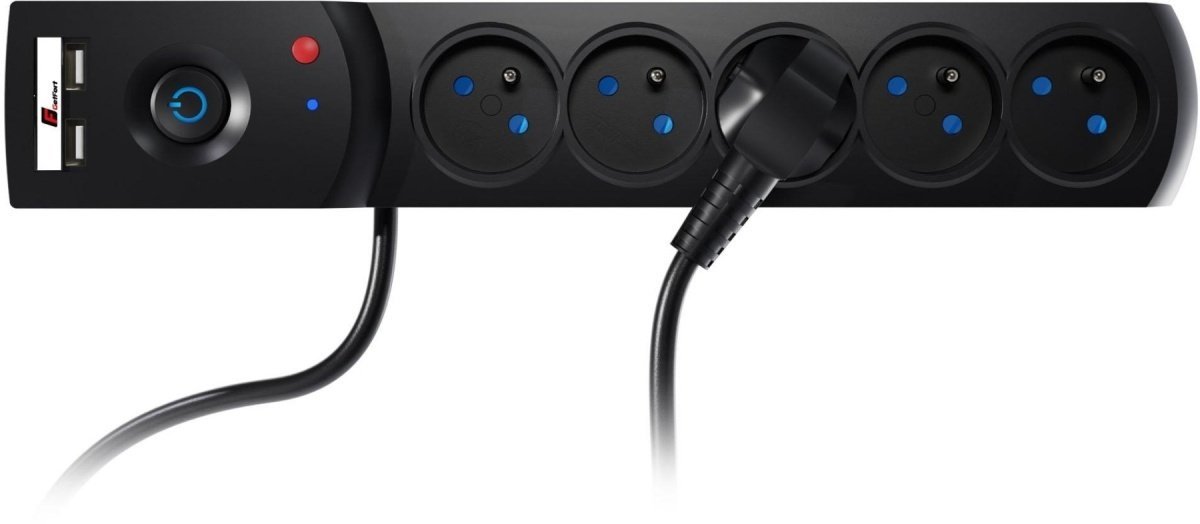 Listwa zasilająca GetFort Listwa zasilająca antyprzepięciowa Getfort 5P 1,5m Czarna USB 38575