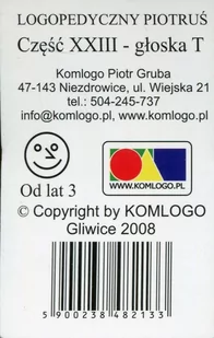 Komlogo Komlogo, karty Logopedyczny Piotruś Część XXIII: głoska T - Gry karciane - miniaturka - grafika 1
