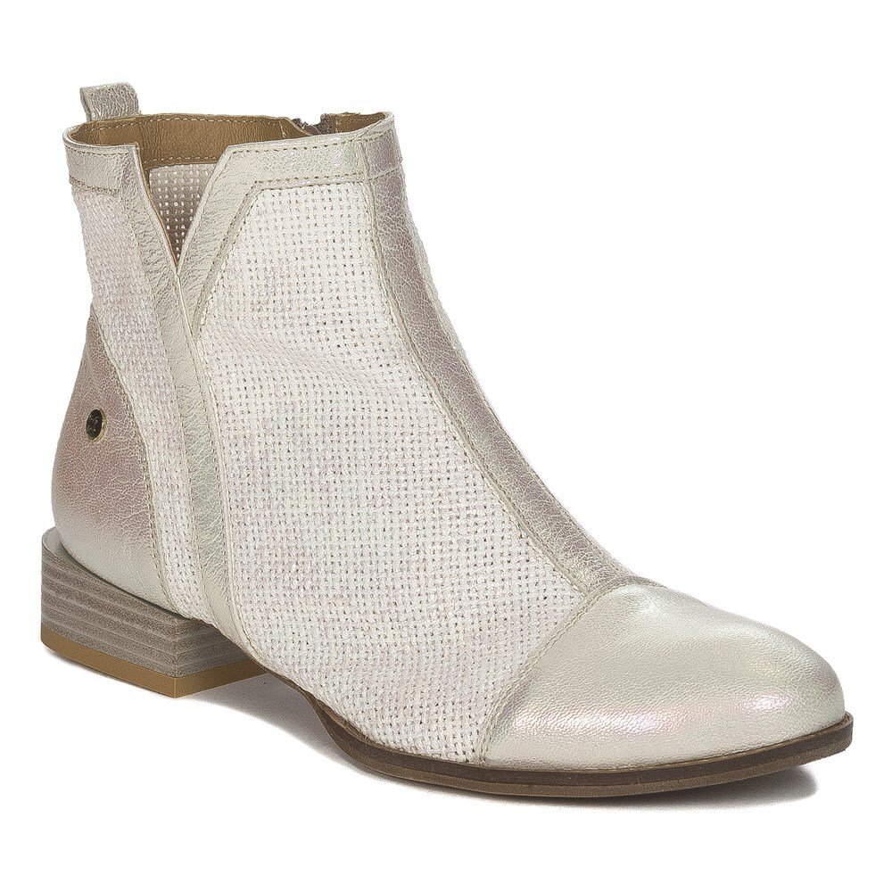 Skórzane botki damskie na niskim obcasie Maciejka 06397-22 Beige 38