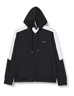 Bluzy męskie - BOSS Męska bluza z kapturem Sicon z dżerseju z zamkiem błyskawicznym i wstawkami z siateczki, czarny (Black1), M - miniaturka - grafika 1