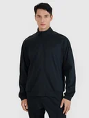 Bluzy męskie - 4F Bluza treningowa rozpinana bez kaptura męska - czarna M - miniaturka - grafika 1