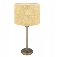 Lampy stojące - Lampka nocna stołowa rattan satyna patyna 43cm e27 - miniaturka - grafika 1