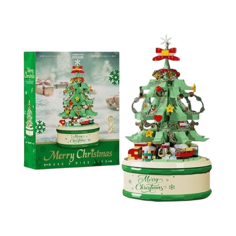 KLOCKI ŚWIĄTECZNE – CHOINKA LED Z POZYTYWKĄ I DŹWIĘKIEM 683 ELEMENTY 6+