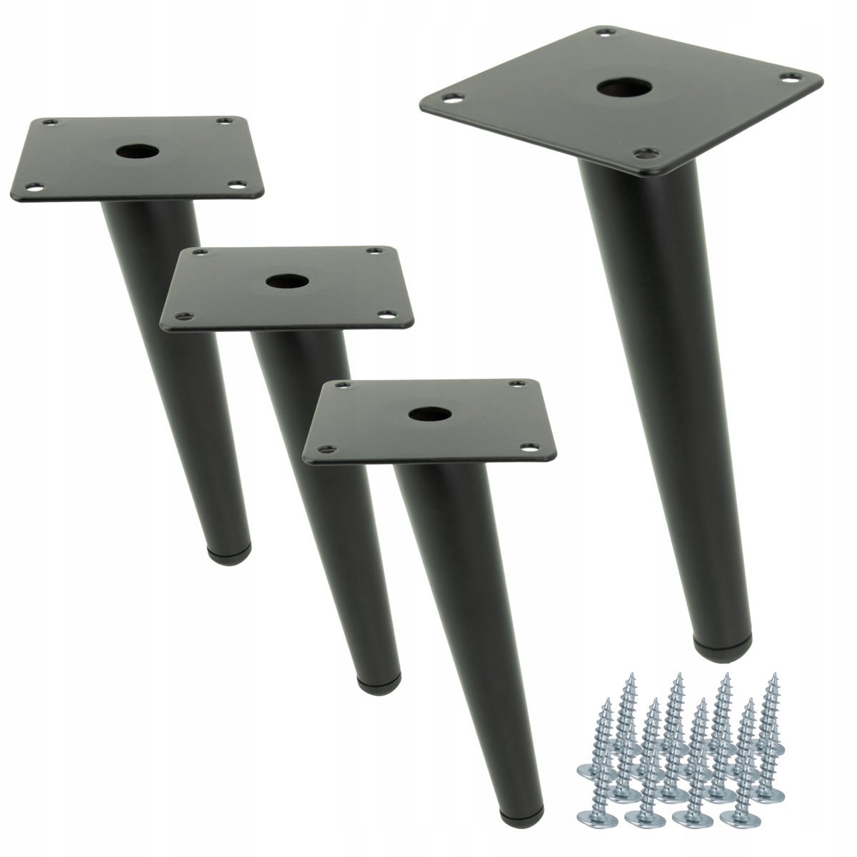 4 x Noga meblowa Szpilka skośna czarny 18 cm noga do stolika do szafki rtv