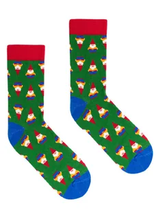 Zielone krasnale skrzaty kolorowe skarpetki we wzory Kabak - Skarpetki męskie - miniaturka - grafika 1