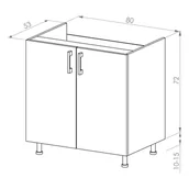 Meble kuchenne - Bari Plus Szafka Dolna Pod Zlew D2Z-80 Dąb Kamienny - miniaturka - grafika 1