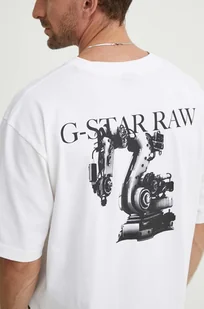 G-Star Raw t-shirt bawełniany męski kolor biały z nadrukiem D24691-C784 - Koszulki męskie - miniaturka - grafika 1