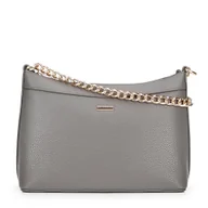 Torebki damskie - Damska torebka na ramię z ekoskóry szaro - złota - miniaturka - grafika 1