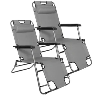 Leżak ogrodowy 2 szt. fotel składany, leżanka na balkon taras szara - Leżaki ogrodowe Leżak ogrodowy 2 szt. fotel składany, leżanka na balkon taras szara - Leżaki ogrodowe - miniaturka - grafika 1