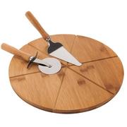 Deski do krojenia - Tadar Zestaw do serwowania pizzy deska bambusowa nóż łopatka - miniaturka - grafika 1