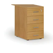 Szafki biurowe - Kontenerek biurowy z szufladami dostawny PRIMO WOOD, 4 szuflady, buk - miniaturka - grafika 1