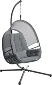 Fotele ogrodowe wiszące - BELIANI Fotel wiszący ze stojakiem ciemnoszary ALVIANO - miniaturka - grafika 1