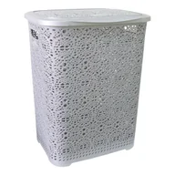 Kosze na bieliznę - Plastikowy kosz na pranie MONAKO 57x45x38cm metaliczny szary - miniaturka - grafika 1