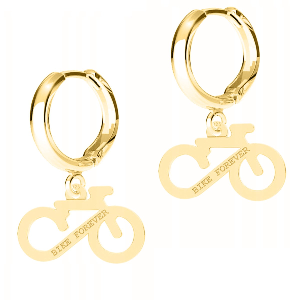 Złote Kolczyki Blaszki z Rowerami Bike Rower Rowerki SREBRO 925