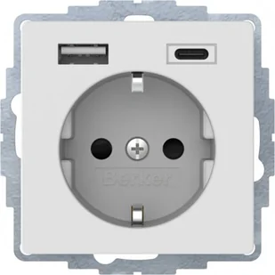 Gniazdo z ładowarką Berker Q.1/Q.3/Q.7 USB A+C 2.4/3.0A - biały mat - Gniazdka elektryczne - miniaturka - grafika 1