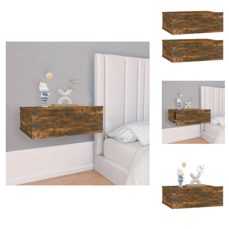 vidaXL Wisząca szafka nocna 2szt dąb wędzony 40x30x15cm materiał drewnopochodny - Szafki nocne