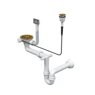 Syfony - QUADRON Syfon zlewu 90 mm prostokąt 1-KOMOROWY AUTOMAT oszczędzający miejsce złoty QUADRON - miniaturka - grafika 1