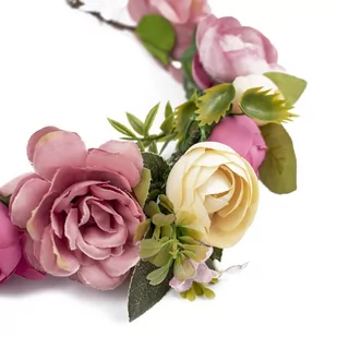 WIANEK na głowę BOHO kwiaty RÓŻOWY ślubny PIWONIE - Ozdoby do włosów - miniaturka - grafika 1