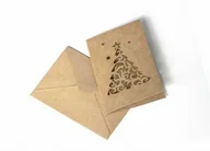 Koperty - BILECIK Z KOPERTĄ Zestaw z CHOINKĄ KRAFT CIEMNOBEŻOWY (karnet+koperta 70x100mm) opk 5 szt - miniaturka - grafika 1