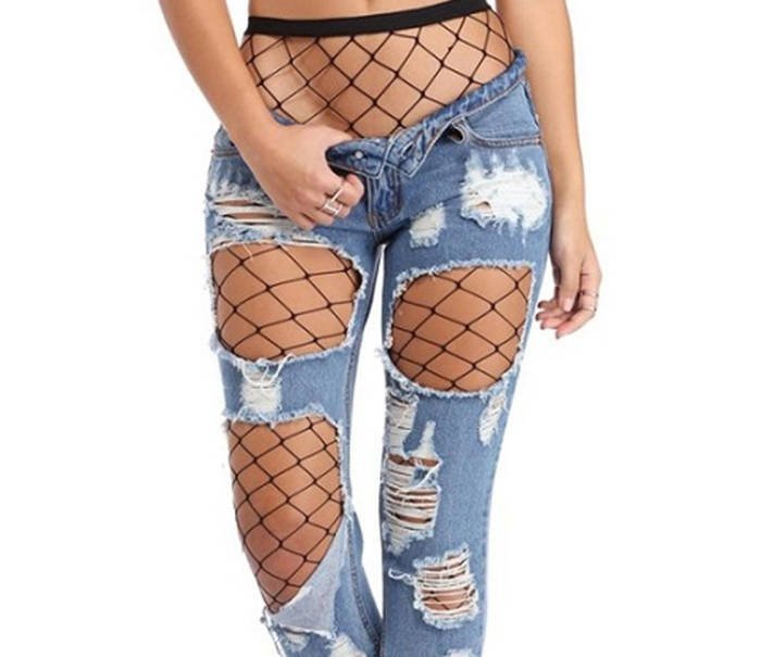 Rajstopy Kabaretki Duże Oczka Czarne