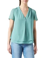 Bluzki damskie - s.Oliver BLACK LABEL Damska bluzka z krótkim rękawem, krój regularny fit, bluza damska, zielona (Dusty Green), 36 (DE) - miniaturka - grafika 1