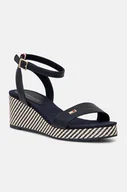 Sandały damskie - Tommy Hilfiger sandały IM RAFFIA SANDAL kolor granatowy FW0FW08226 - miniaturka - grafika 1