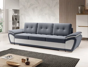 3-osobowa sofa kanapa Enzo z funkcją spania grafitowa z białą ekoskórą. - Narożniki - miniaturka - grafika 1