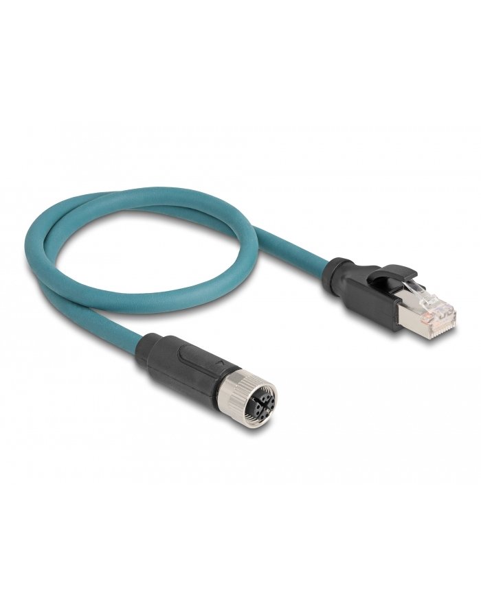 Tragant Przewód adapter IP67 M12 X-coded 8-pin żeński RJ45 Cat.6A 50cm Delock 60076