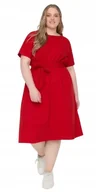 Sukienki - TRENDYOL CZERWONA SUKIENKA PLUS SIZE Z PASKIEM I KRÓTKIM RĘKAWEM 42 5BA - miniaturka - grafika 1