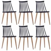 Krzesła - vidaXL Krzesła jadalniane, 6 szt., czarne, plastik i stal - miniaturka - grafika 1