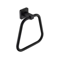 Wieszaki łazienkowe - Matowo-czarny, trapezowy wieszak na ręczniki ze stali nierdzewnej. Ten ścienny wieszak na ręczniki oferuje nowoczesny akcent. - miniaturka - grafika 1