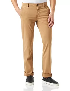BOSS Męskie spodnie Schino-Slim D Slim Fit z elastycznej satyny bawełnianej, BEŻOWY, 30W / 32L - Spodenki męskie - miniaturka - grafika 1