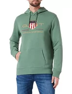 Bluzy męskie - GANT Męska bluza z kapturem Archive Shield, zielona (Leaf Green), standardowa - miniaturka - grafika 1
