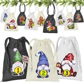 Ozdoby bożonarodzeniowe - Kalendarz adwentowy Świąteczny Woreczki Bawełniane 24 szt. - miniaturka - grafika 1