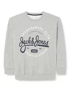 Swetry męskie - Bestseller A/S Sweter męski Jjmikk Sweat Crew Neck Pls, Light Grey Melange, 5XL - miniaturka - grafika 1