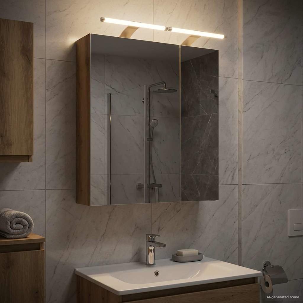 vidaXL vidaXL Szafka z lustrem do łazienki Ze LED Lights Dąb rzemieślniczy