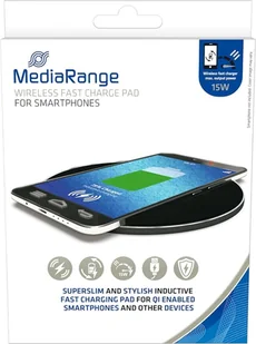 MediaRange MRMA118 ładowarka do urządzeń przenośnych Smartfon Czarny USB Bezprzewodowe ładowanie Szybkie ładowanie Wewnętrzna - Ładowarki do telefonów - miniaturka - grafika 1