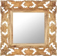 Lustra - Ręcznie rzeźbione lustro brązowe 50x50 cm z litego drewna mango - miniaturka - grafika 1