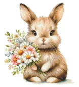 Pasmanteria - Haft krzyżykowy - Zestaw do haftu - Zajączek z kwiatami - miniaturka - grafika 1