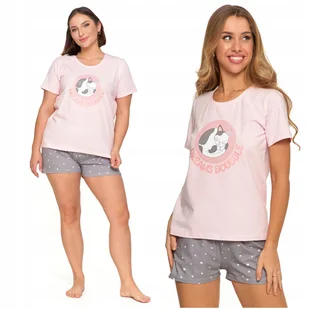 Piżama Damska Urocza z Kotkiem Dwuczęściowa Krótki Rękaw Szorty MORAJ L - Piżamy damskie Piżama Damska Urocza z Kotkiem Dwuczęściowa Krótki Rękaw Szorty MORAJ L - Piżamy damskie - miniaturka - grafika 1